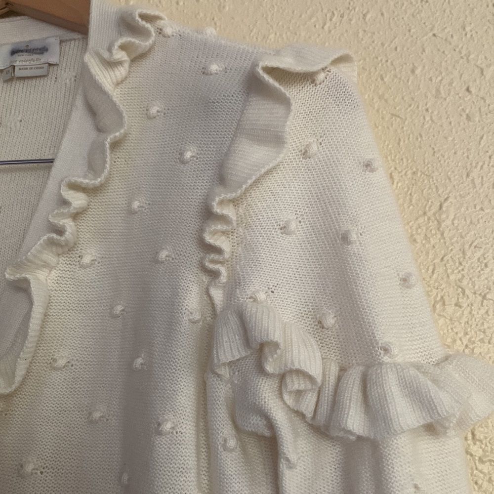 Kate Spade ♠️ Ruffle Pom Cardigan - Picture 7 of 15